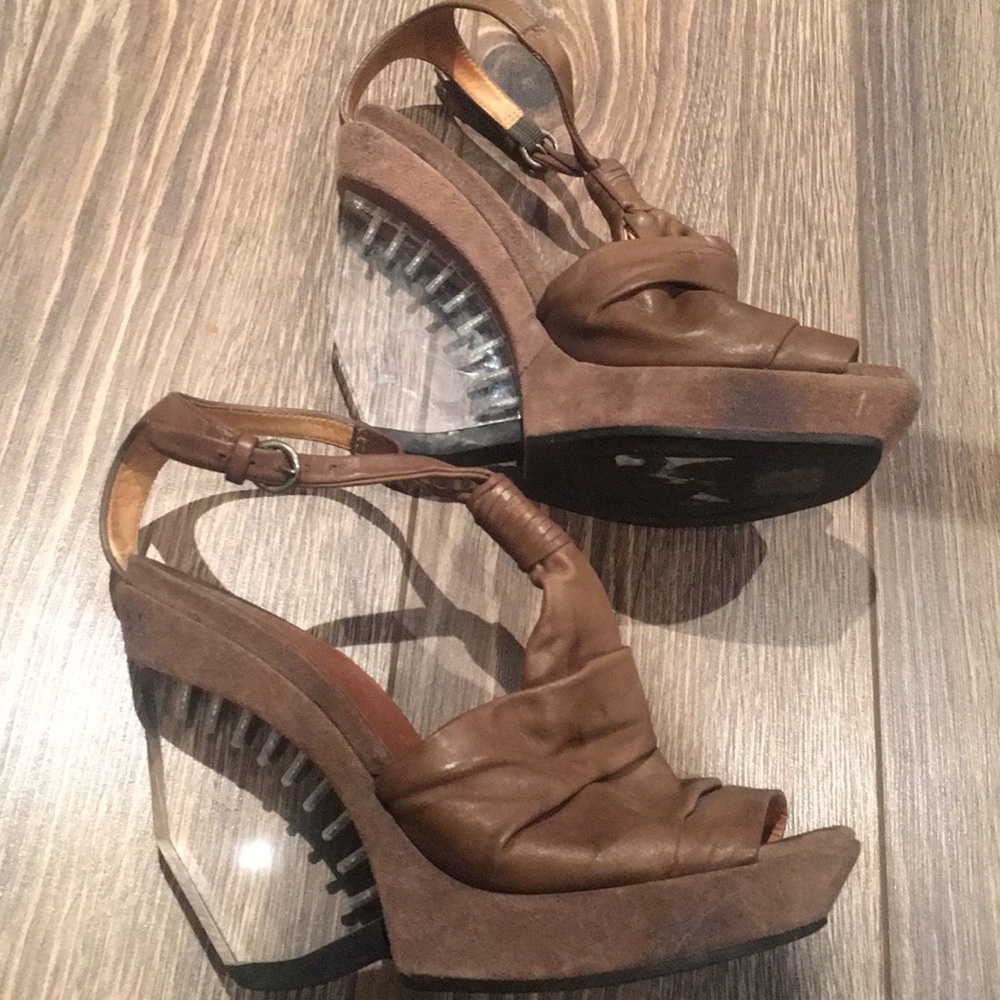 All Saints Plexiglass Wedge Heels Size 37